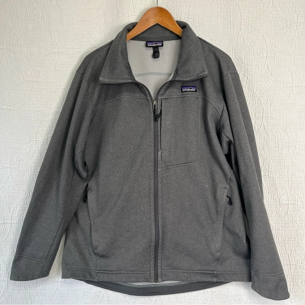 Patagonia Ukiah Jacket Fleece Full Zip Mens Size Large Gray Coat Sporty HOLES L